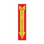 Luminescent Fire Extinguisher Graphic Arrow Down Sign 4x18